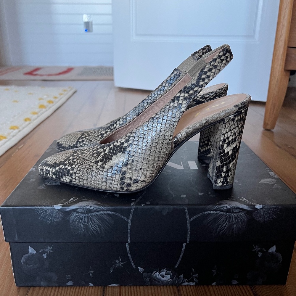 Inez Portia python slingbacks